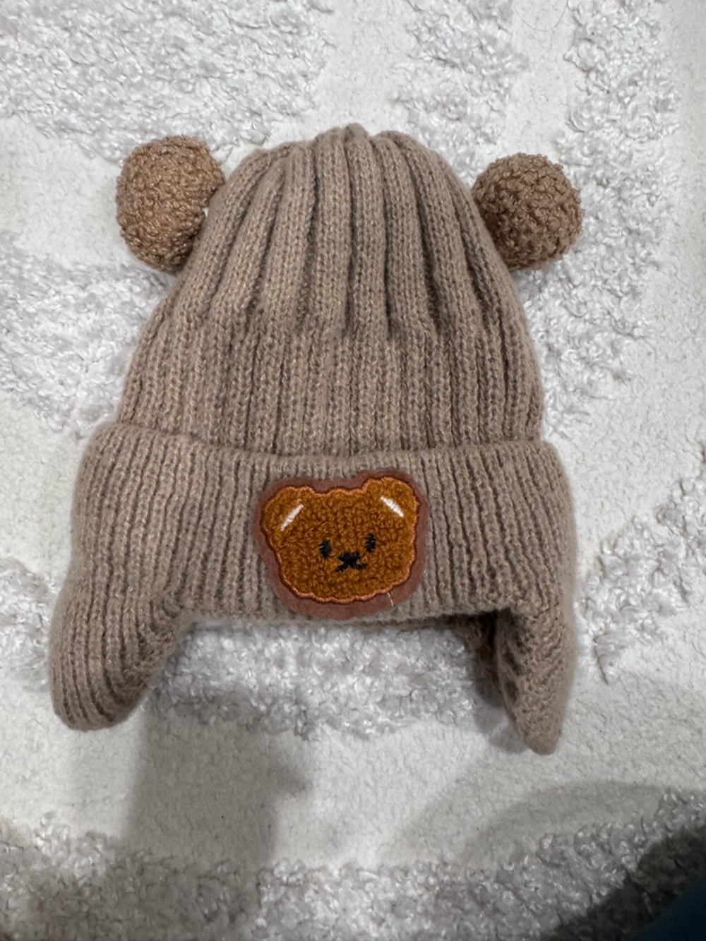 Kids Brown Bear Ear Knit Hat - Unbranded